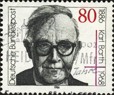 I tend to prefer my Calvinist theology in postage stamp form. Here's Karl Barth on a German postage stamp.